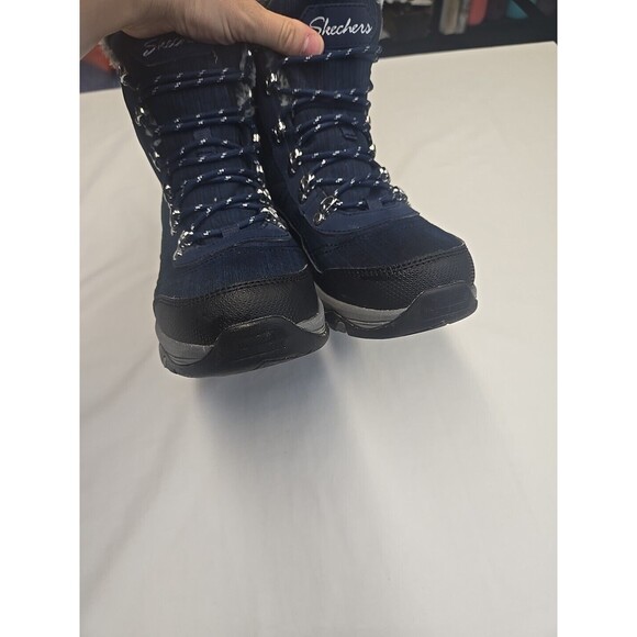 Skechers Women's Boots Size 6.5 Trego Winter Hiking Waterproof Blue Black Fur‎ - Picture 3 of 12
